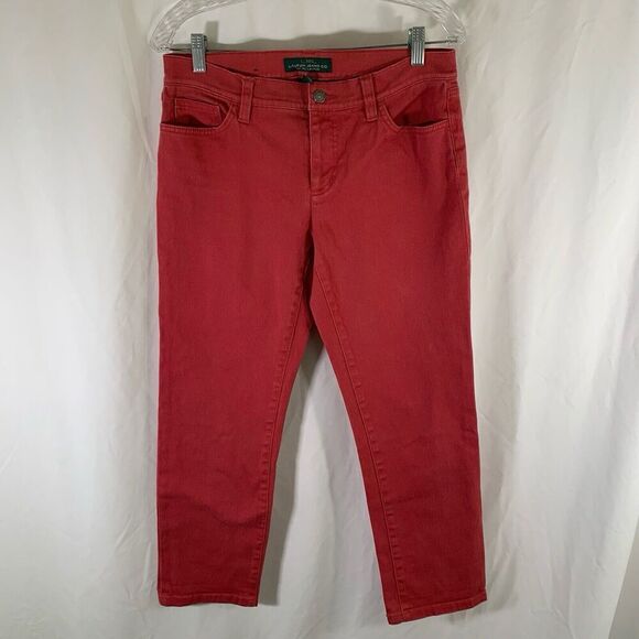 Lauren Jeans Co. Denim - LRL Lauren Jeans Co Jeans Women's 6 Red Denim Cropped Modern Straight Cotton